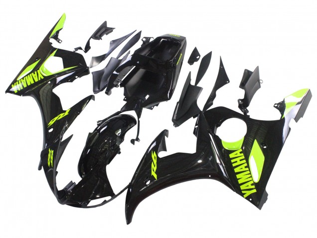 Carenagens Moto Yamaha YZF R6S 2006-2009 - Preto Brilhante Amarelo Néon