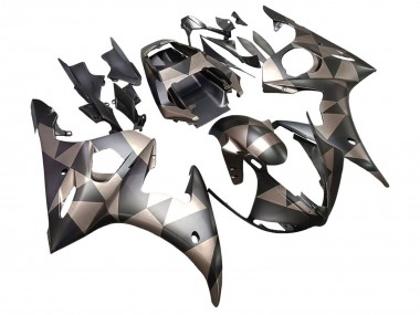 Carenagens Moto Yamaha YZF R6S 2006-2009 - Cinzento Preto Fosco Geometric