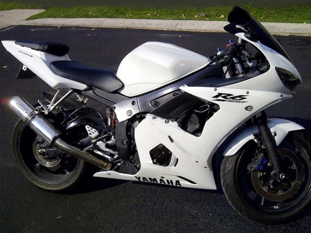 Carenagens Moto Yamaha YZF R6S 2006-2009 - Branco Preto Decalques