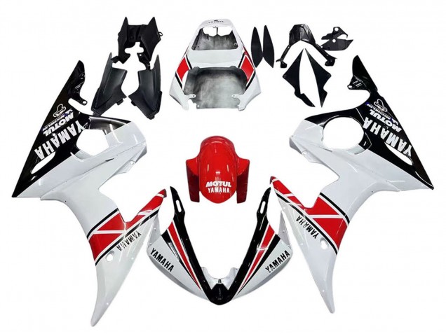 Carenagens Moto Yamaha YZF R6S 2006-2009 - Branco Vermelho Preto Brilhante Motul