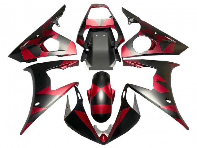 Carenagens Moto Yamaha YZF 600 R6 2005 - Preto Fosco Vermelho Geometric