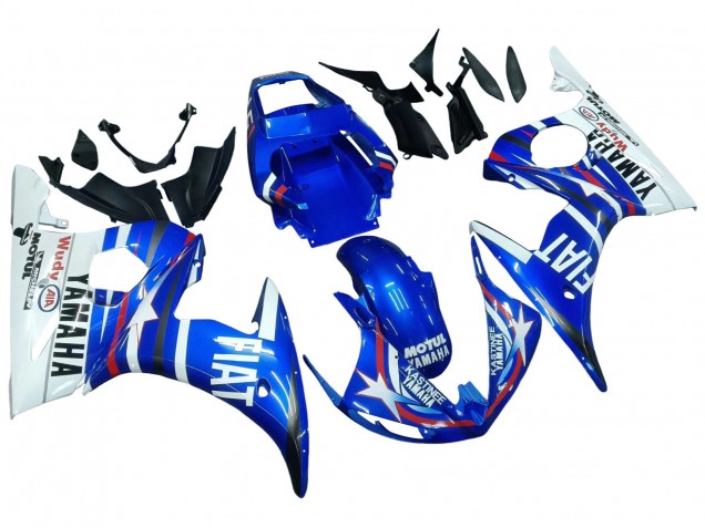 Carenagens Moto Yamaha YZF 600 R6 2005 - Azul Branco Vermelho Motul Michelin Fiat