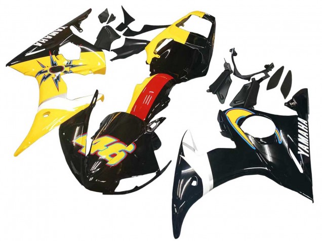 Carenagens Moto Yamaha YZF 600 R6 2005 - Preto Amarelo Vermelho 46