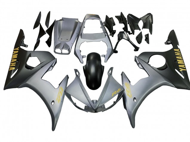 Carenagens Moto Yamaha YZF 600 R6 2005 - Cinzento Preto Fosco Ouro