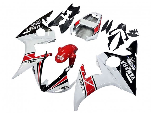 Carenagens Moto Yamaha YZF 600 R6 2005 - Branco Preto Vermelho Motul