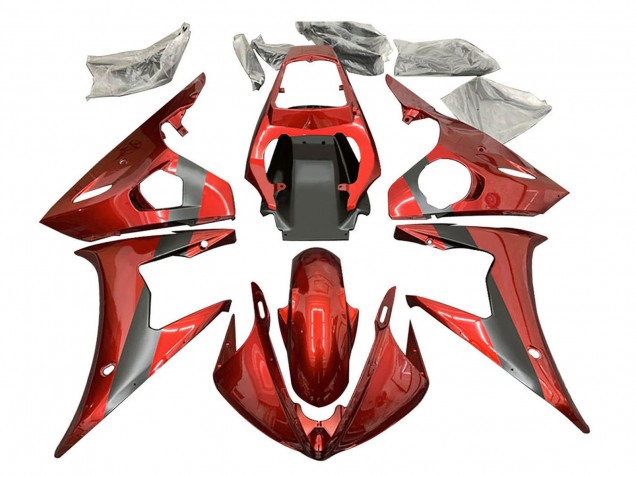 Carenagens Moto Yamaha YZF 600 R6 2005 - Vermelho Preto Fosco