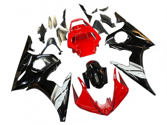 Carenagens Moto Yamaha YZF 600 R6 2005 - Vermelho Branco Preto Brilhante