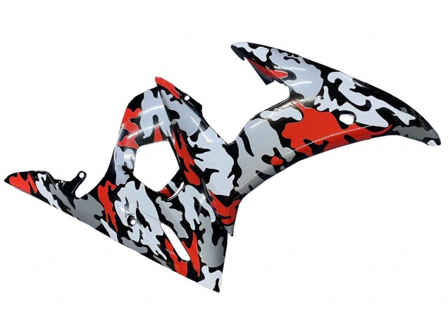 Carenagens Moto Yamaha YZF 600 R6 2005 - Preto Vermelho Cinzento Camouflage