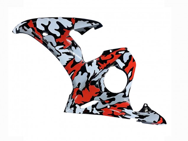 Carenagens Moto Yamaha YZF 600 R6 2005 - Preto Vermelho Cinzento Camouflage