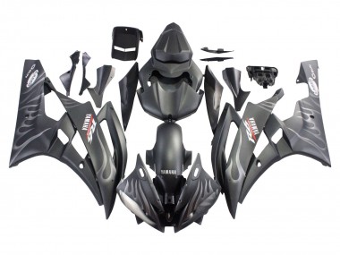 Carenagens Moto Yamaha YZF 600 R6 2006-2007 - Preto Fosco Prata Chama
