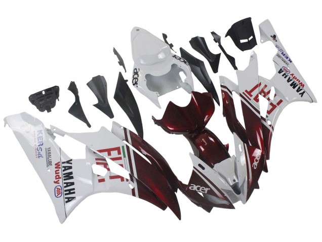 Carenagens Moto Yamaha YZF 600 R6 2006-2007 - Branco Vermelho Castanho Fiat Acer Yamalube