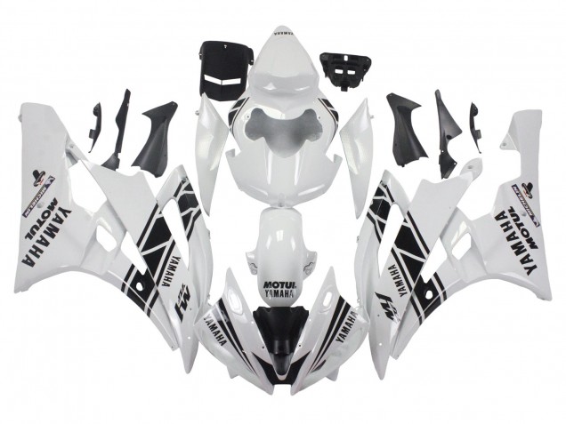 Carenagens Moto Yamaha YZF 600 R6 2006-2007 - Branco Preto Brilhante Motul Michelin