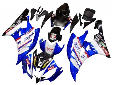 Carenagens Moto Yamaha YZF 600 R6 2006-2007 - Branco Azul Preto Fimer Volvo Yamalube Sterilgarda