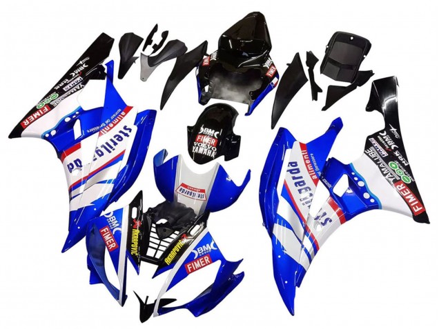 Carenagens Moto Yamaha YZF 600 R6 2006-2007 - Branco Azul Preto Fimer Volvo Yamalube Sterilgarda