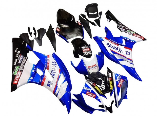 Carenagens Moto Yamaha YZF 600 R6 2006-2007 - Branco Azul Preto Fimer Volvo Yamalube Sterilgarda