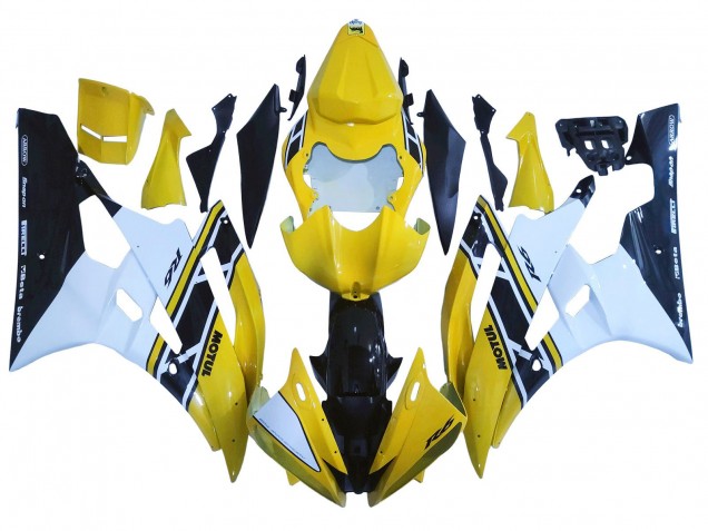 Carenagens Moto Yamaha YZF 600 R6 2006-2007 - Amarelo Branco Preto Brilhante Motul