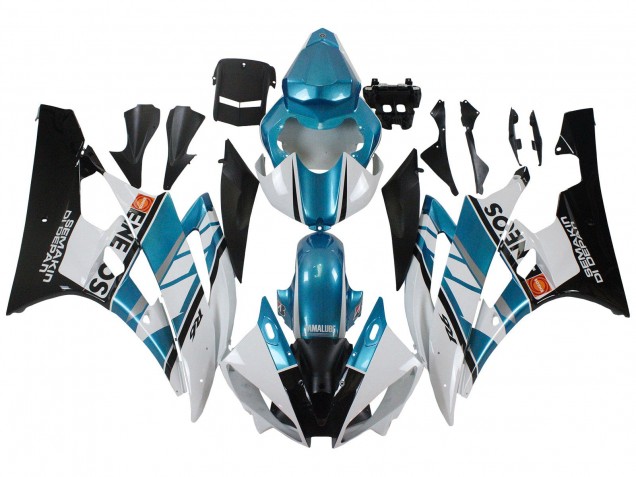 Carenagens Moto Yamaha YZF 600 R6 2006-2007 - Branco Azul Preto Semakin Didepan ENEOS