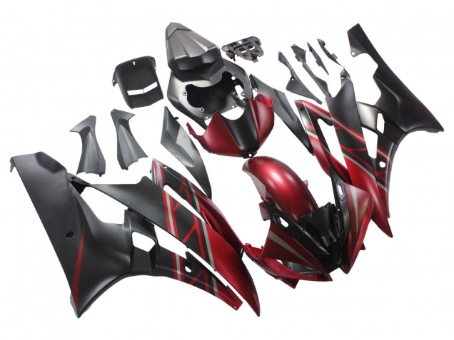Carenagens Moto Yamaha YZF 600 R6 2006-2007 - Vermelho Preto Fosco