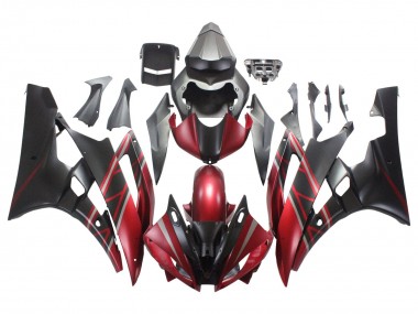 Carenagens Moto Yamaha YZF 600 R6 2006-2007 - Vermelho Preto Fosco