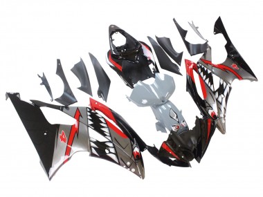 Carenagens Moto Yamaha YZF 600 R6 2008-2016 - Prata Preto Vermelho Tubarão 4