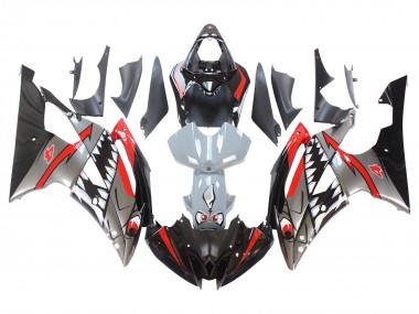 Carenagens Moto Yamaha YZF 600 R6 2008-2016 - Prata Preto Vermelho Tubarão 4