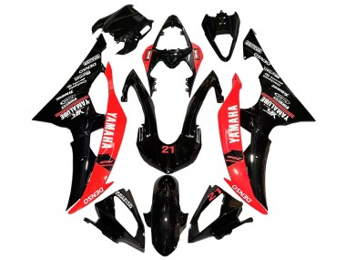 Carenagens Moto Yamaha YZF 600 R6 2008-2016 - Vermelho Preto Brilhante DENSO Yamalube 21