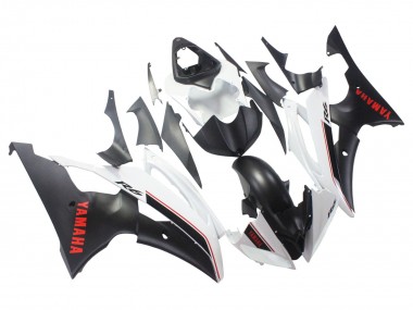 Carenagens Moto Yamaha YZF 600 R6 2008-2016 - Branco Preto Fosco Vermelho Decalques