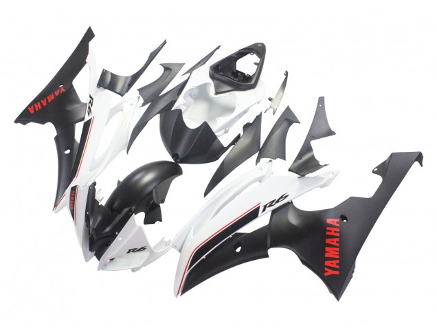 Carenagens Moto Yamaha YZF 600 R6 2008-2016 - Branco Preto Fosco Vermelho Decalques