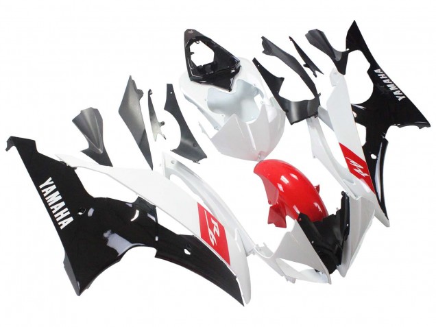 Carenagens Moto Yamaha YZF 600 R6 2008-2016 - Branco Vermelho Preto Brilhante