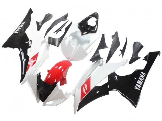 Carenagens Moto Yamaha YZF 600 R6 2008-2016 - Branco Vermelho Preto Brilhante