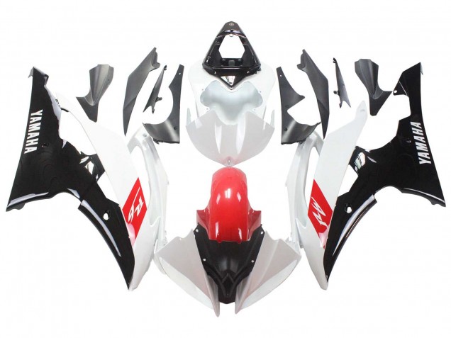 Carenagens Moto Yamaha YZF 600 R6 2008-2016 - Branco Vermelho Preto Brilhante