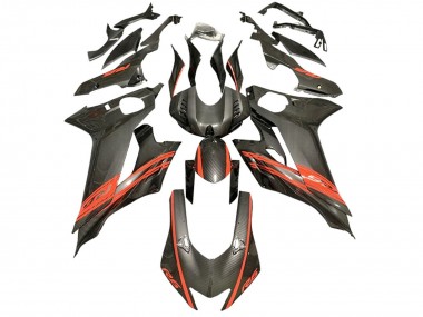 Carenagens Moto Yamaha YZF 600 R6 2017-2023 - Vermelho Preto Fibra de Carbono Estilo