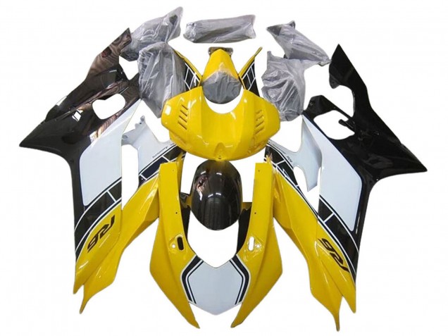 Carenagens Moto Yamaha YZF 600 R6 2017-2023 - Branco Amarelo Preto Brilhante