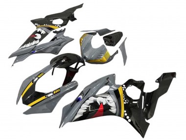 Carenagens Moto Yamaha YZF 600 R6 2017-2023 - Cinzento Amarelo Preto Brilhante Tubarão