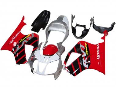 Carenagens Moto Honda VTR1000 2000-2006 - Prata Vermelho Preto Listra Corrida