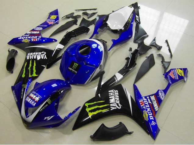 Carenagens Moto Yamaha YZF R1 2007-2008 - Branco Azul Preto Verde Monstro