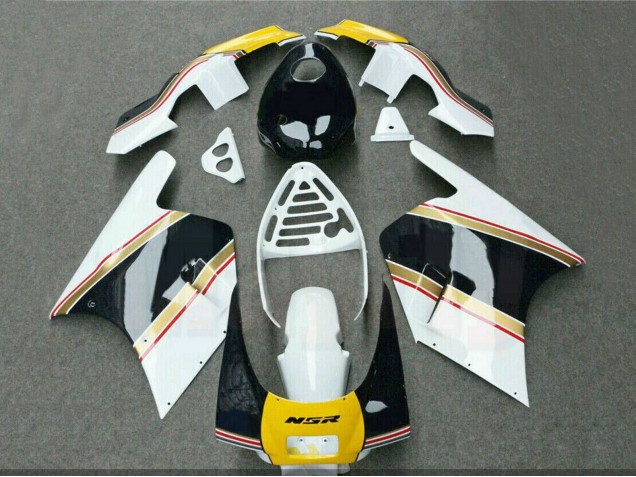 Carenagens Moto Honda NSR250R 1988-1989 - Branco Amarelo Ouro Preto Brilhante