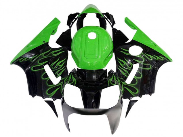 Carenagens Moto Kawasaki ZX12R 2002-2006 - Preto Brilhante Verde Chama
