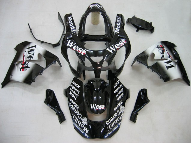 Carenagens Moto Kawasaki ZX9R 2000-2001 - Preto Brilhante Branco West
