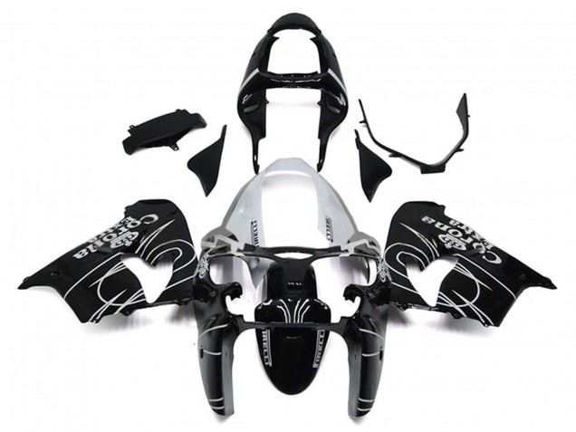Carenagens Moto Kawasaki ZX9R 2000-2001 - Preto Brilhante Branco Corona Extra