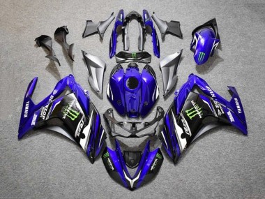 Carenagens Moto Yamaha YZF R3/R25 2015-2018 - Azul Prata Preto Monstro