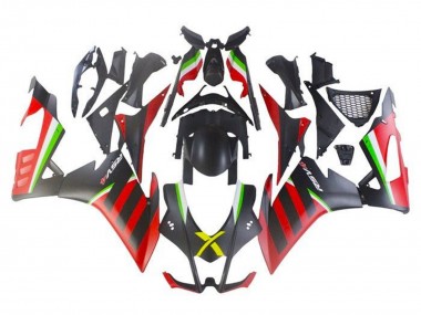 Carenagens Moto Aprilia RSV4 1000 2009-2015 - Preto Fosco Vermelho Verde Listra