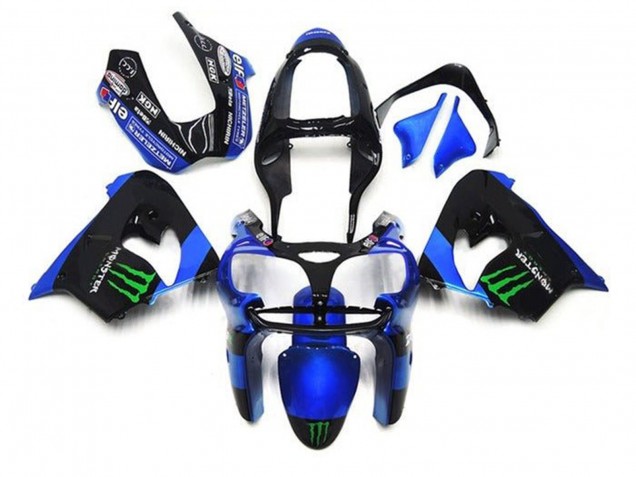 Carenagens Moto Kawasaki ZX9R 2002-2003 - Azul Preto Verde Monstro