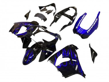 Carenagens Moto Kawasaki ZX9R 2002-2003 - Preto Branco Azul Chama