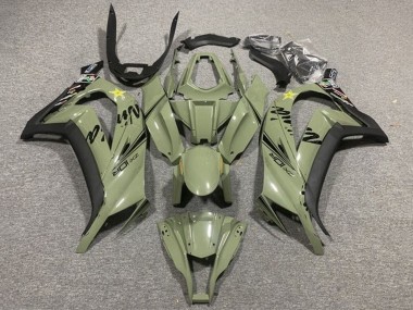 Carenagens Moto Kawasaki ZX10R 2011-2015 - Verde Escuro Exército Preto Amarelo Estrela