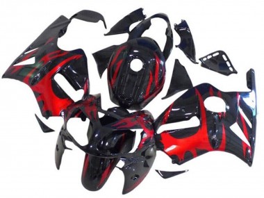 Carenagens Moto Kawasaki ZX12R 2002-2006 - Preto Brilhante Vermelho Tribal