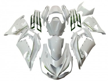 Carenagens Moto Kawasaki ZX14R ZZR1400 2012-2024 - Branco Verde Prata Listra
