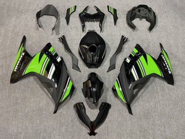 Carenagens Moto Kawasaki EX300 2013-2024 - Preto Brilhante Verde Branco Listra