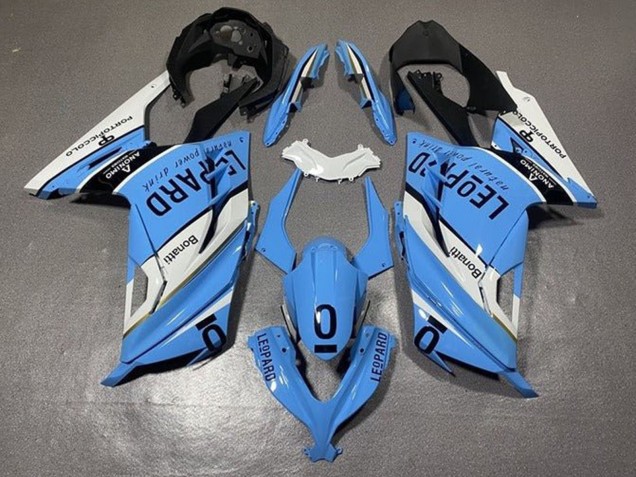 Carenagens Moto Kawasaki EX300 2013-2024 - Branco Azul Preto Leopard