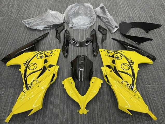 Carenagens Moto Kawasaki EX300 2013-2024 - Amarelo Preto Círculos